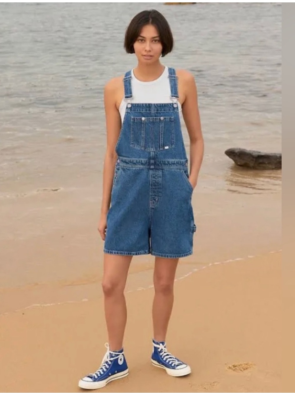 Sunday Best Aritzia Overheard Shortall Size M Medium Blue Denim Utility Cotton